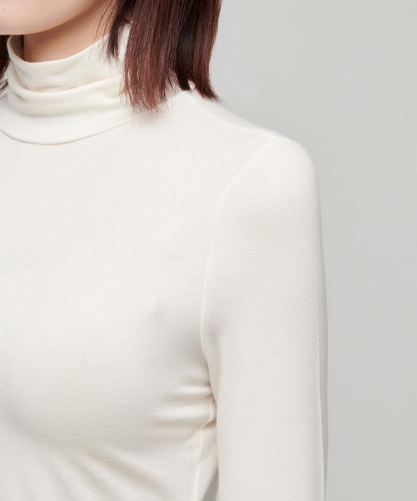MUSINSA STANDARD WOMAN Women'S Slim Crop Turtleneck Long Sleeve T-Shirt [Cream]