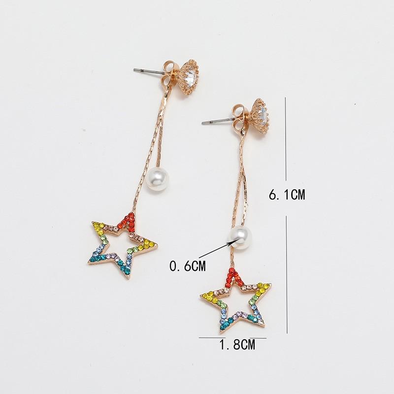 Korean Fashion Rhinestone & Pearl Star Earrings