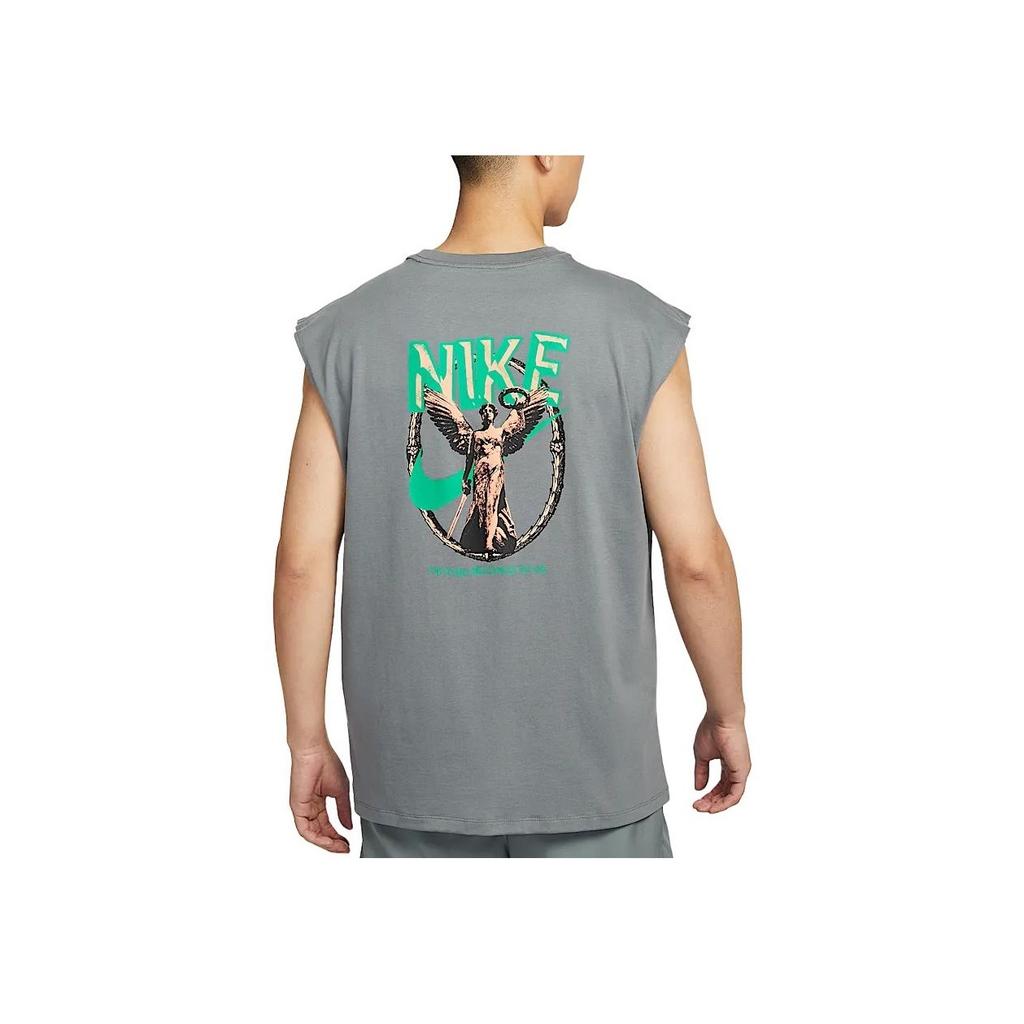 Nike Maglietta da Allenamento Senza Maniche a Vestibilità Ampia con Logo Uomo Top Grigio Fumo HJ3691-084