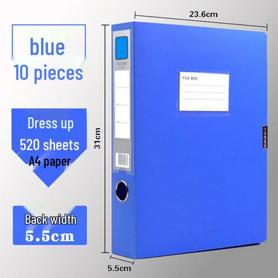 Set of 10 Foldable Plastic A4 Archive Boxes for Documents - Sizes 2cm, 3.5cm, 5.5cm, 7.5cm.