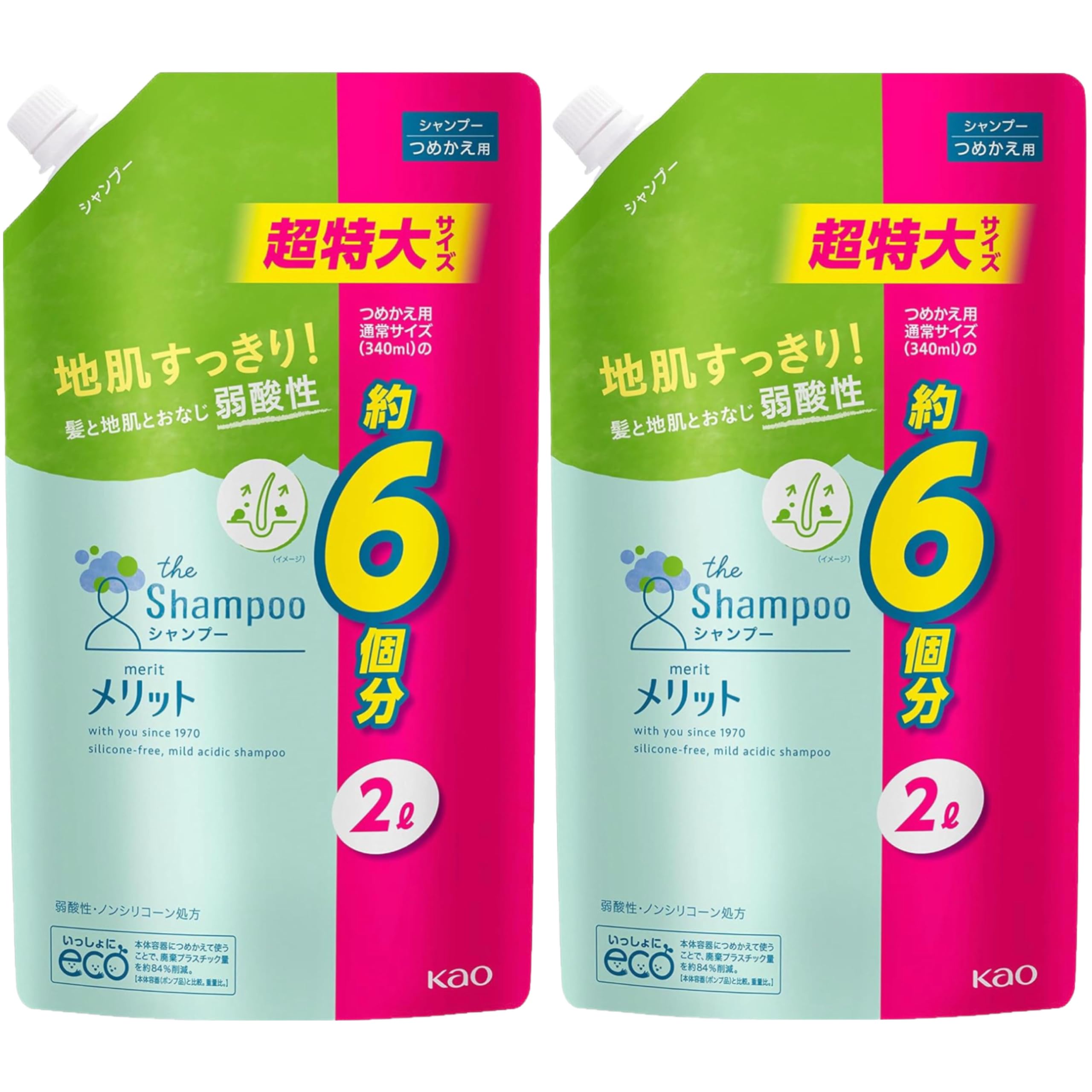 

[Amazon.co.jp exclusive] [Large capacity, 2-pack] Merit shampoo, natural floral scent, refill, 2000ml x 2