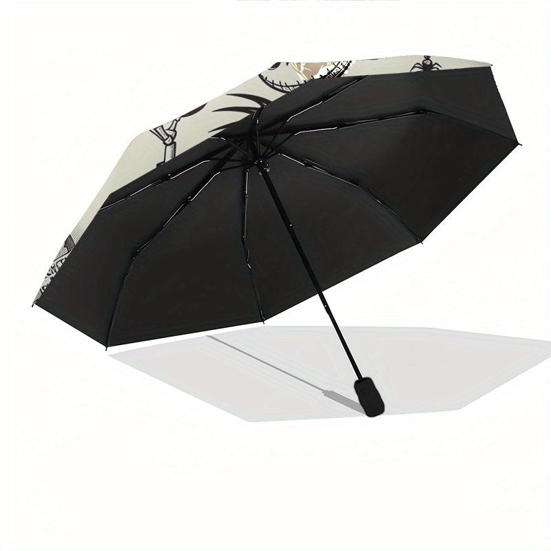 1 Auto Open Jack Skellington, Halloween Town Themed Colorful 8-rib Portable Umbrella for Men and Women, A Compact Commuting Companion Suitab