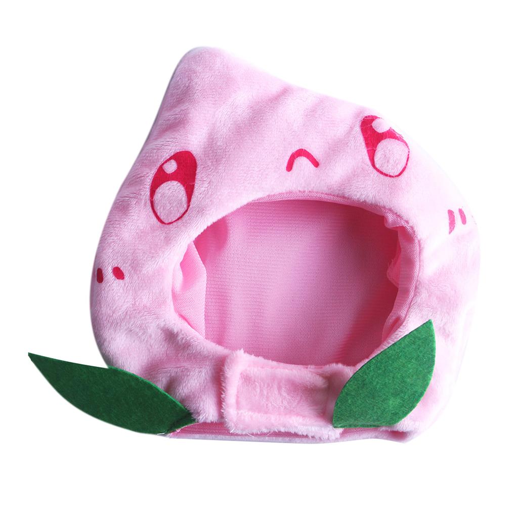 Katzenkostüm Hut Verstellbar Weich Waschbar Niedlich Fruchtform Plüsch Katzenkopfbedeckung für Täglich Festival Party Rosa