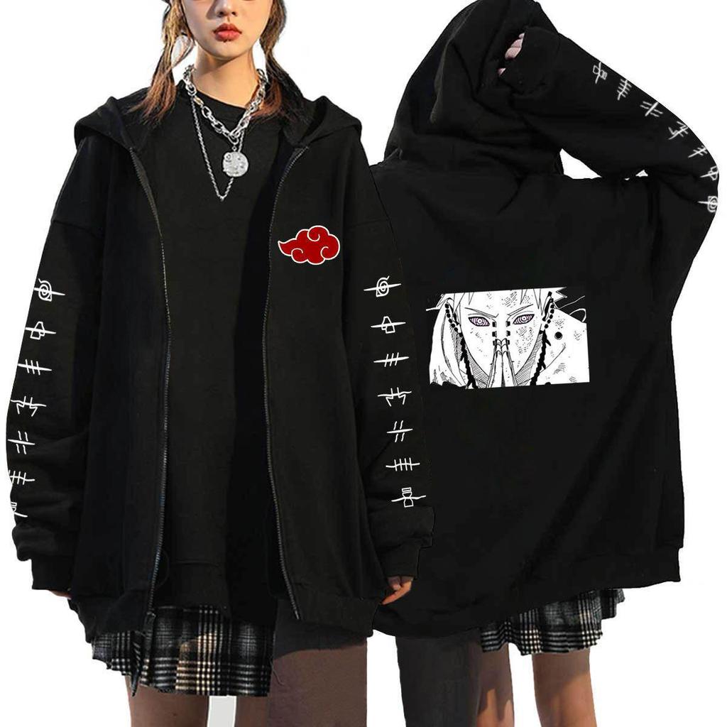 Naruto Men's Cardigan Hooded Sweatshirt Uchiha Itachi Anime Men Women Streetwear Harajuku Akatsuki Hoodies Sweatshirt Clothes