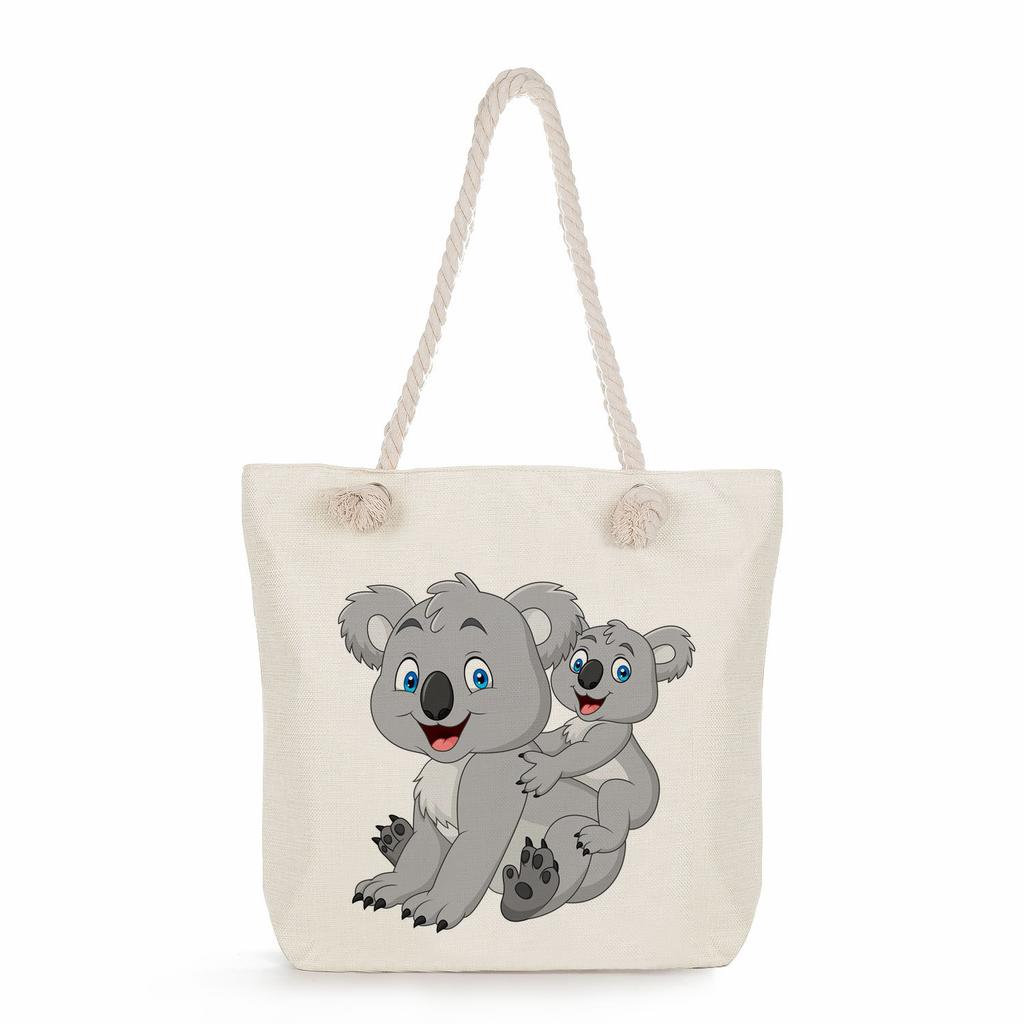 Koala print thick rope single-shoulder beach bag 7265