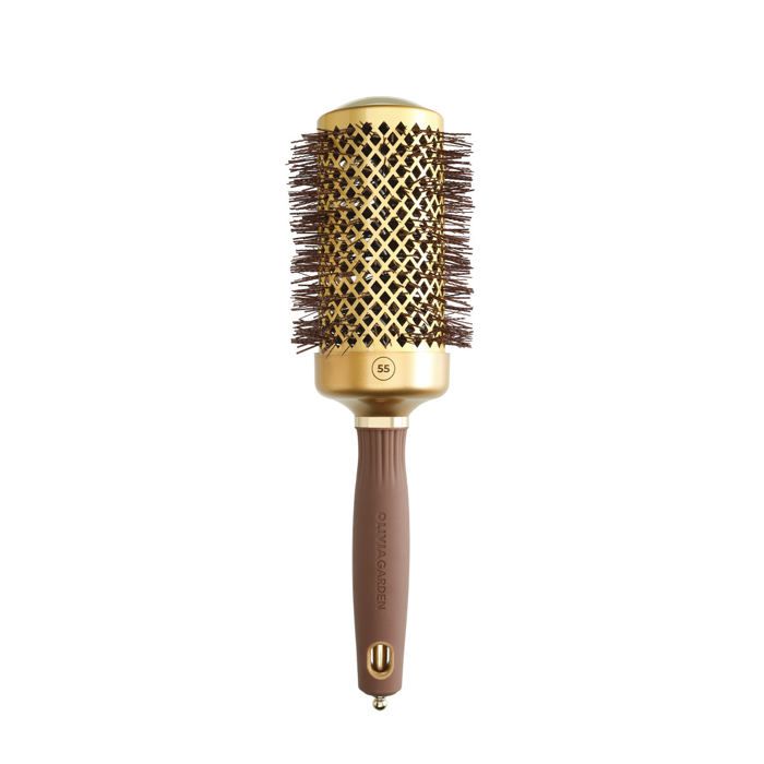 Brosse Brushing Ronde Expert Blowout Shine Wavy Bristles Gold&Brown 55mm Olivia Garden