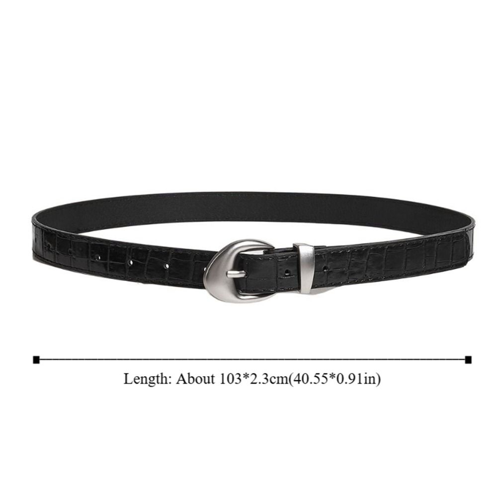 High-End Crocodile Pattern Women's Belt Y2k PU Leather Thin Waist Belt Korean Black Red Dress Jeans Belt For Ladies