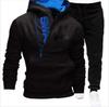 New Batch of New Style Pullover Side Zipper Contrasting Color Hooded Men's Velvet Sweatshirt Suit