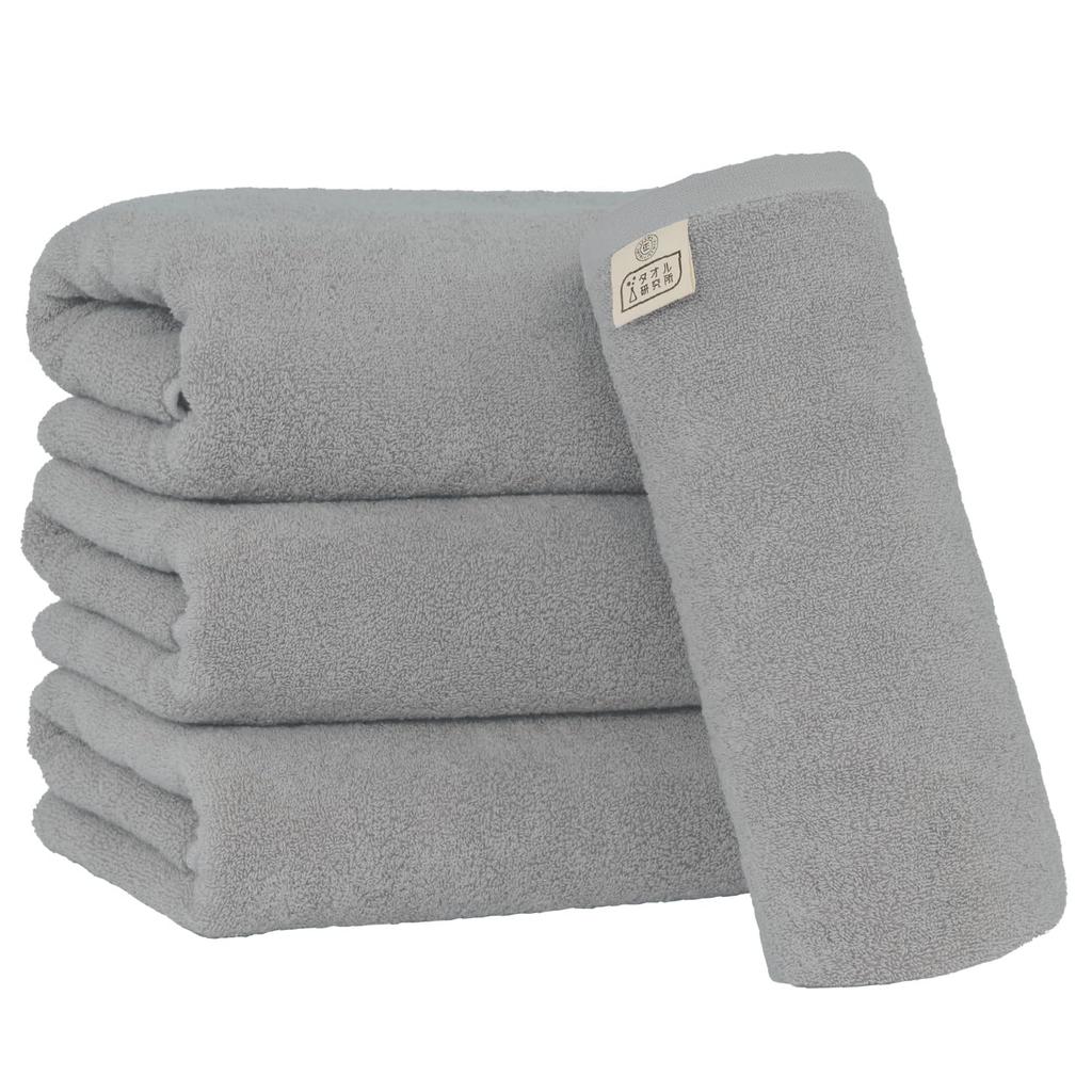 Towel Laboratory Bath Set of JapanTechnology [Spongy Touch] #033 Towels, Gray, 4, Soft, Medium-Weight, High-Volumn Absorbency, Durable, 100% Cotton,