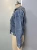 Veste en jean à capuche amovible pour femme, Printemps/Automne, Manches longues, Coupe courte