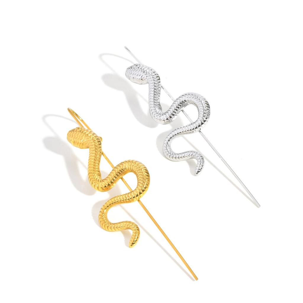 1Pcs Statement Serpentine Ear Hanging Earrings for Women,Gold/Silver Color Stainless Steel Earrings,2026 Fashion Party Jewelry