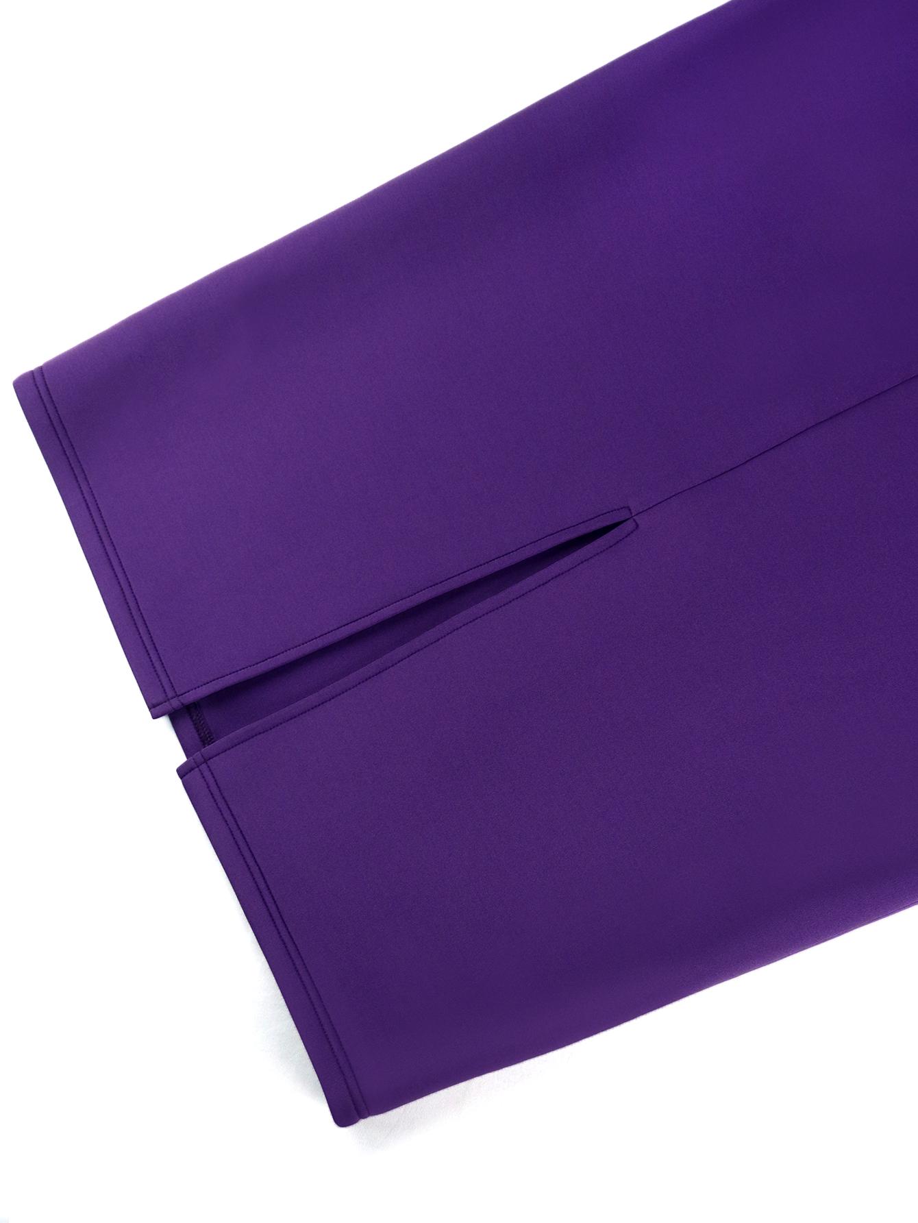 AOMEI топы-трубы платья миди фиолетового цвета с узором без бретелек и галстуком-бабочкой — фото 6