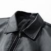 Mens PU Leather Jacket Vintage Workwear Relaxed Fit Street Style Black Outerwear