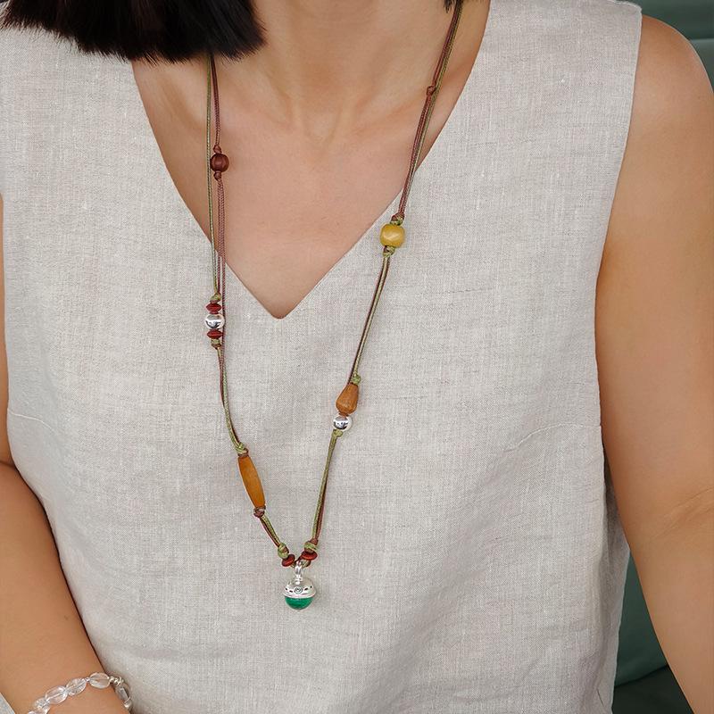 Bohemian Coffee Vintage Tassel Necklace, Ethnic Butterfly Pendant, 2025 Sweater Chain.