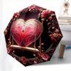 Romantic Heart Swing Wall Art Decor Umbrella, Cute Umbrella with Cute Design, Portable 3-Fold Compact Umbrella for Men & Women, Valentine's Day Mother