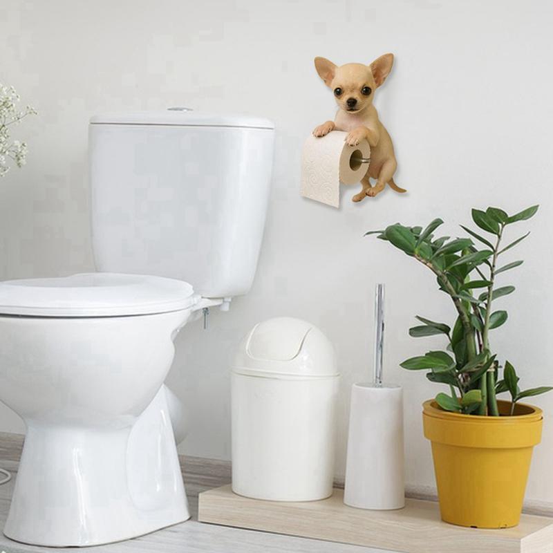 Cute Dog Shaped Paper Towel Holder Toilet Paper Holder Resin Decorative Pendant
