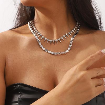 Women European Jewelry Personality Chain Rivet Layered Choker Minimalist Temperament Crystal Necklace For Women