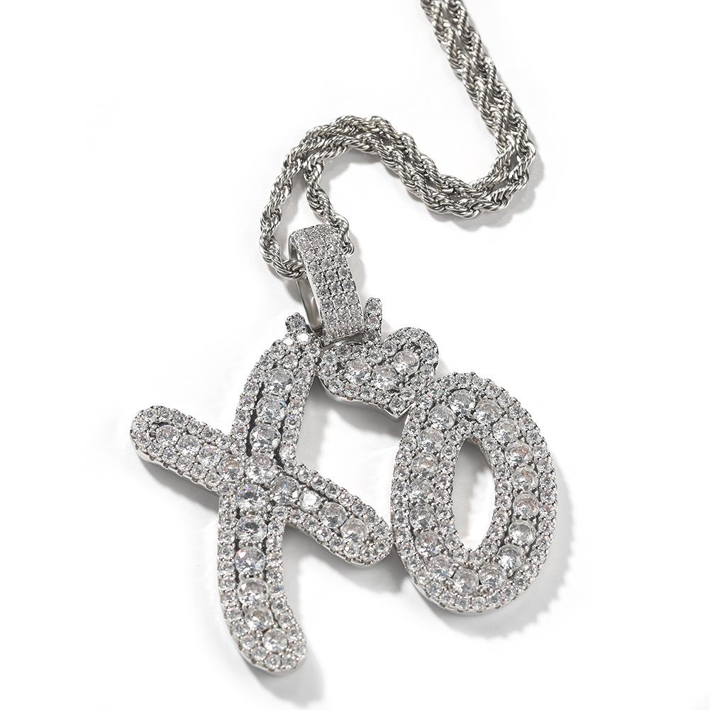 XO Heart Letter Pendant Necklace for Couples – Trendy Hip Hop Style