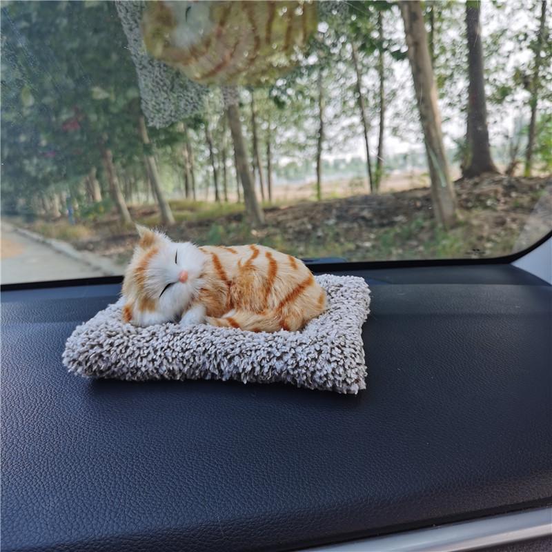 Car Ornaments Cute Simulation Sleeping Cats Decoration Automobiles Lovely Plush Kittens Doll Toy Children Gifts Auto Accessories