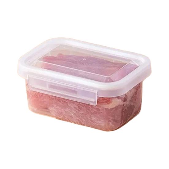 

Crisper Food Container with Snap Locking And Flip Lid Seal Box One-Hand Open Microwave Safe Refrigerator Organizer for Fresh Meat And Vegetables 300ML