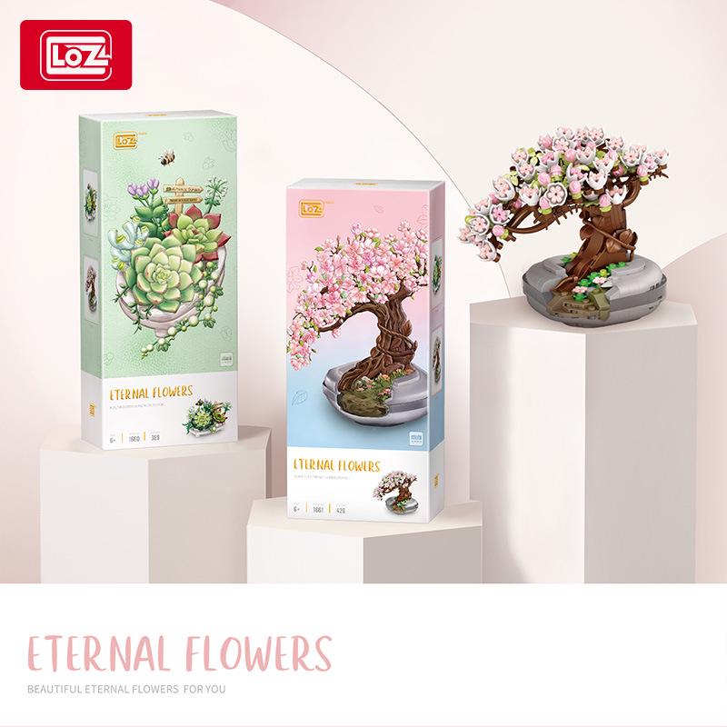LOZ Succulent & Cherry Blossom Bonsai Building Blocks - Flower Bouquet Toy for Girls Gift Assembly