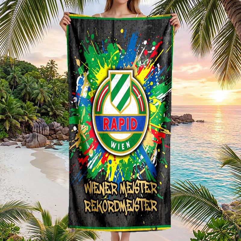 Asciugamano da Spiaggia Rapid Wien FC ad Asciugatura Rapida in Microfibra Assorbente Portatile da Viaggio per Nuoto