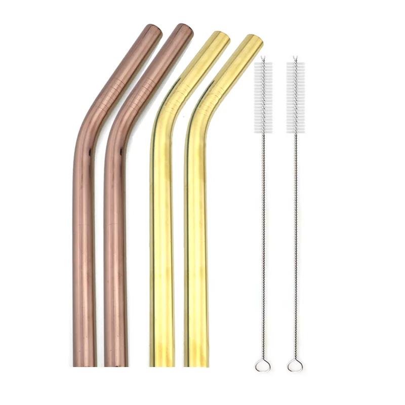 Pailles à smoothie en acier inoxydable 304 de 12 mm de large, pailles réutilisables en métal pour milkshake Boba Bubble Tea, ensemble de pailles courbées