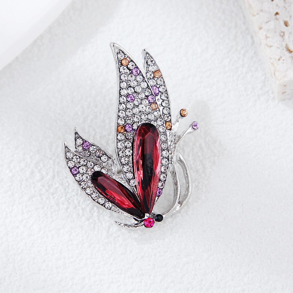Korean Style Purple Crystal Butterfly Brooch for Women