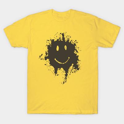 Asian Size Men Print T-shirt Forrest Muddy Smiley No-Cut Heat Transfer Print Cotton Tshirt