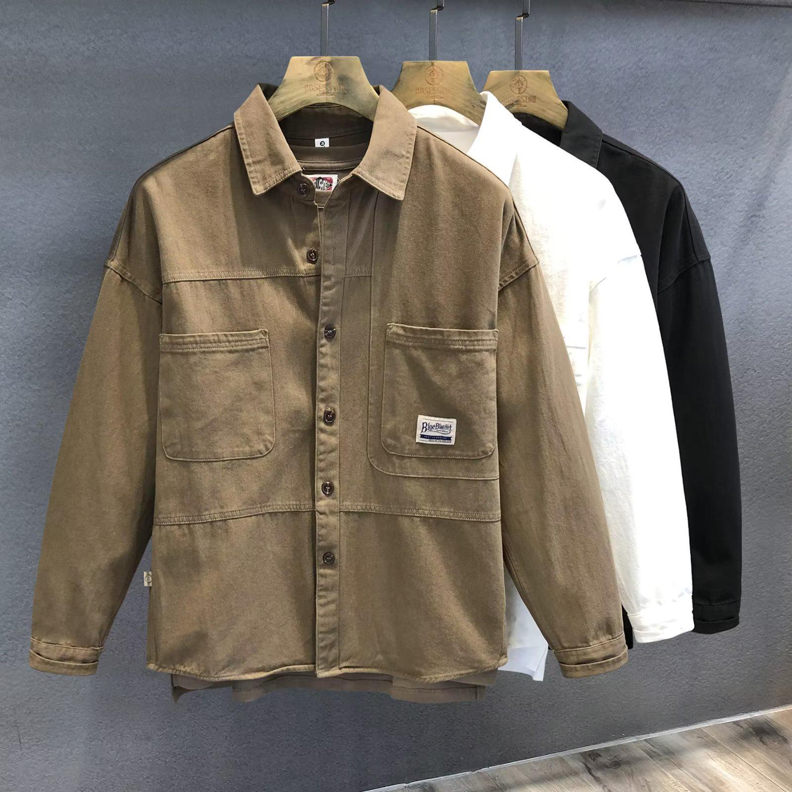 

Мужская хлопковая рубашка с длинным рукавом приталенного кроя в корейском стиле, повседневный весенний тренд, коллекция 2024 на все случаи жизни XL