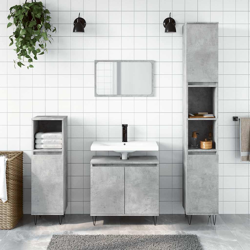 Bathroom Cabinet Concrete Grey 58 x 33 x 60 cm Engineered Wood