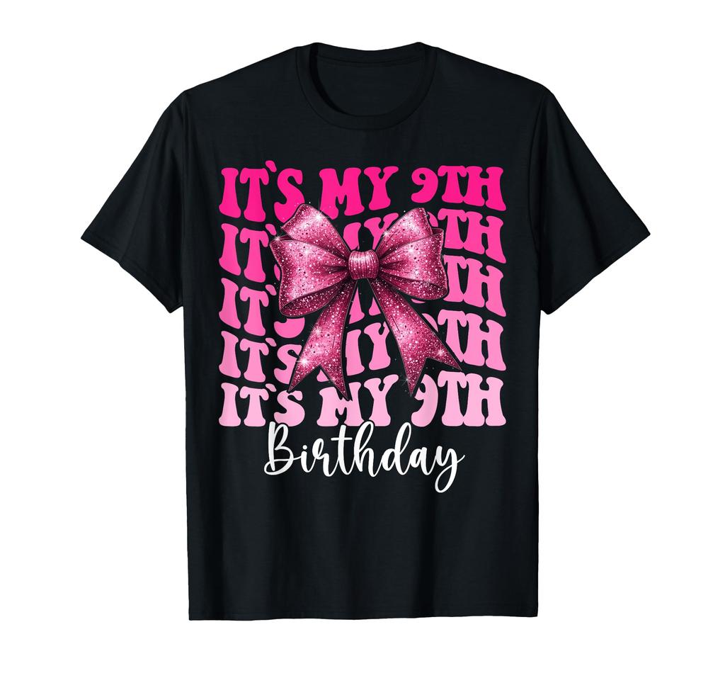 Traje de fiesta de 9.º cumpleaños para niñas. Camiseta de 9.º cumpleaños para niñas.