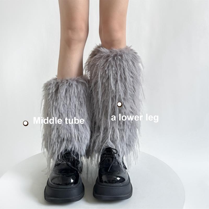 Women's Thick Fuzzy Leg Warmers Soft Plush Boot Covers Toppers for Costume Parties Winter Fashion Accessory Leg Gaiters