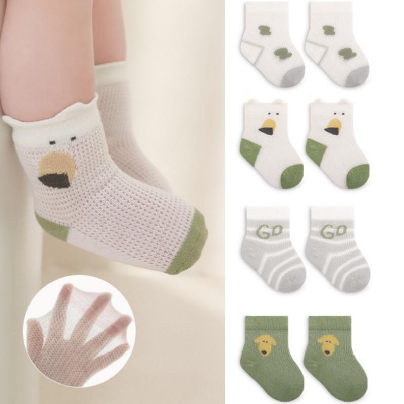 

4 пари/комплект Дитячі бавовняні сітчасті шкарпетки для дівчаток і хлопчиків 0-5 років з мультфільмом Дитячі шкарпетки для дівчаток, модні, м’які, красуні, літні дитячі шкарпетки для малюків 0-1Y(S) жовтий