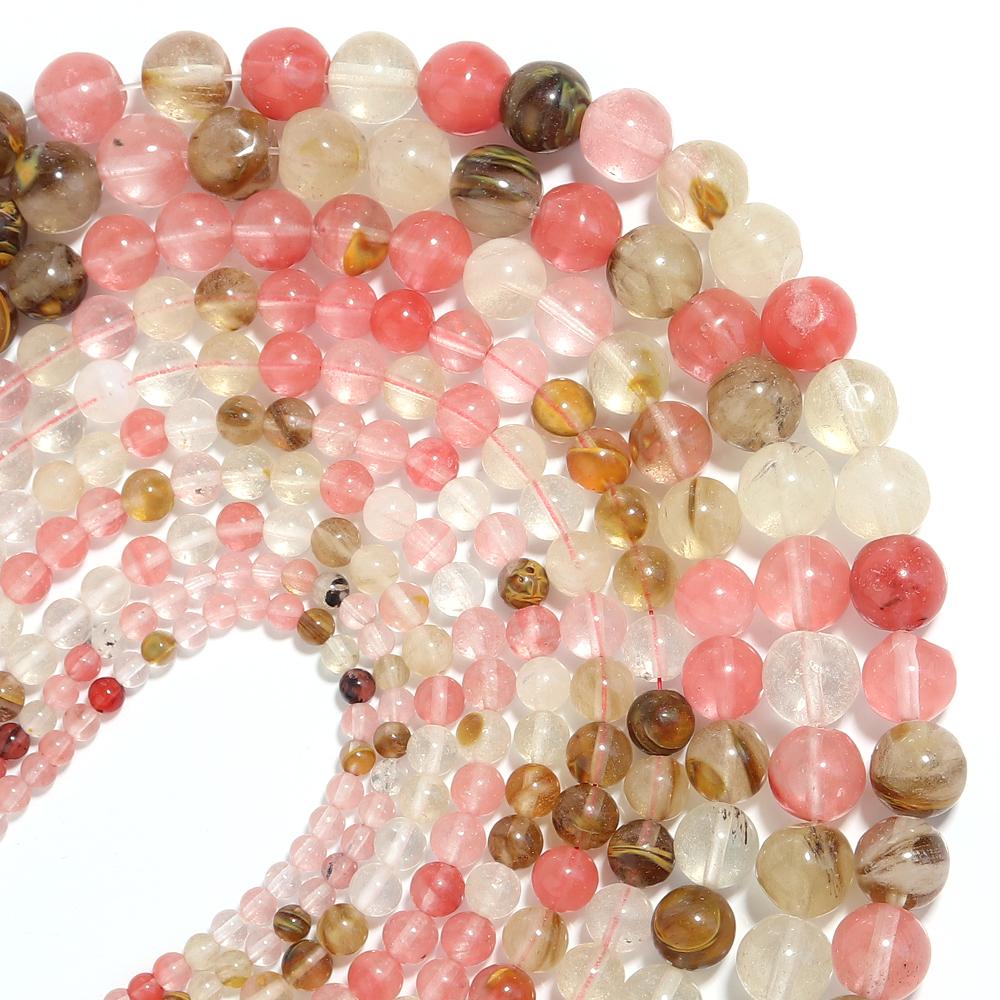 1 Strand 4/6/8/10/12mm Natural Stone Beads Watermelon Peel Round Loose Spacer Beads For Jewelry Making DIY Necklace Bracelets