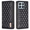 BINFEN COLOR BF Style-16 For Honor X8b 4G Case Stand Magnetic PU Leather Rhombus Grid Phone Cover