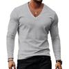 Casual sportief ondershirt voor heren, V-hals top met lange mouwen