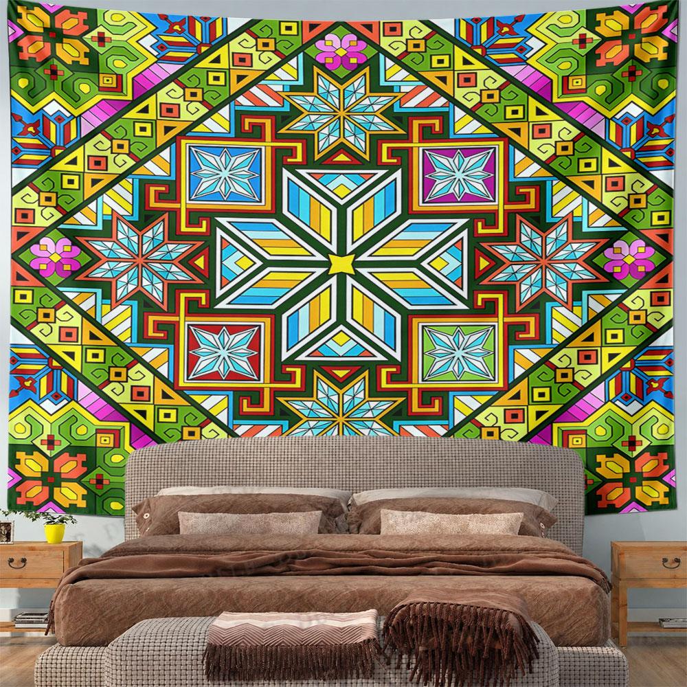Geometric Kaleidoscope Pattern Tapestry Pattern Wall Hanging Tapestry Decorative Tapestry Home Decor for Bedroom and Living Room