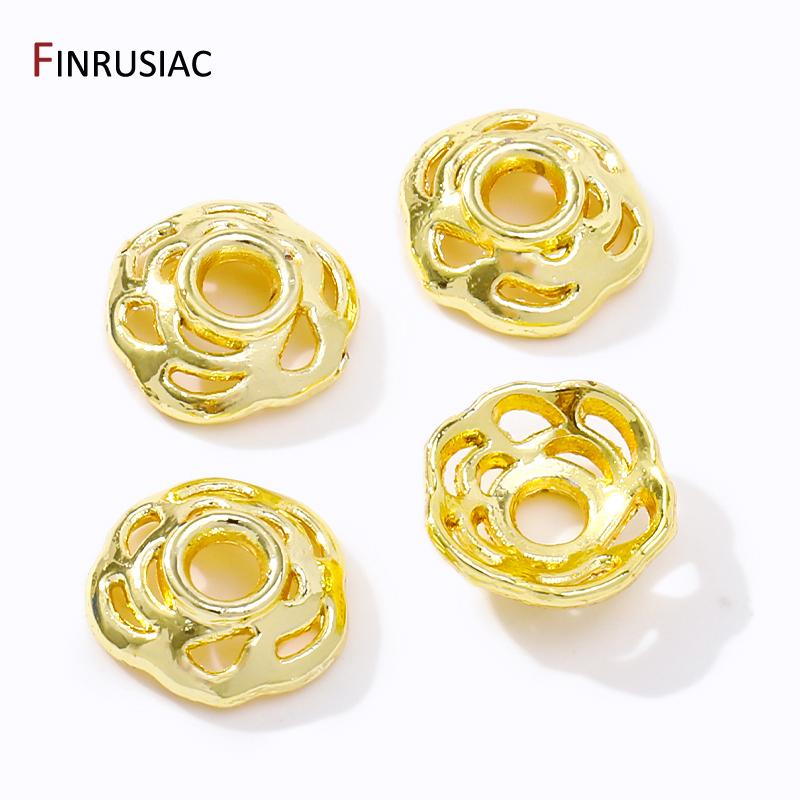 Wholesale Trendy Hollow Flower Beads End Caps,14K/18K Gold Plated Brass Bead Caps For DIY Bracelet Necklace Making Accessories