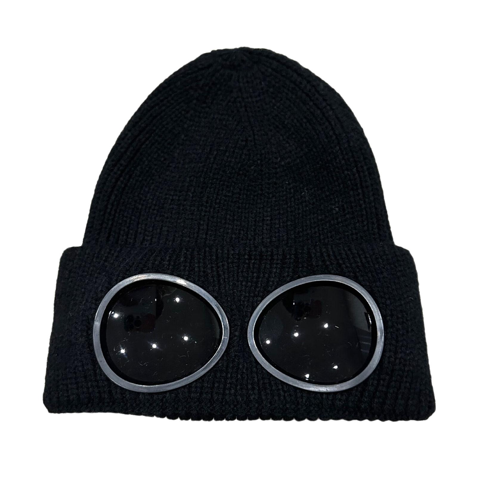 

Веселая шапка-череп Вязаная шапка с декоративными очками Шапка-пуловер Унисекс Шапка-череп 2000-е для активного отдыха чёрный