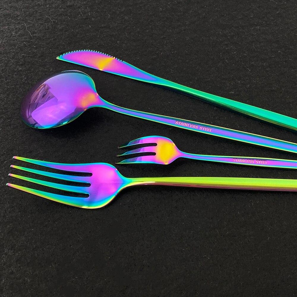 Set di posate occidentali Set di stoviglie Stoviglie in acciaio inossidabile Cucchiaio nero Forchetta Coltello Bacchette Set da cena Posate complete per la casa