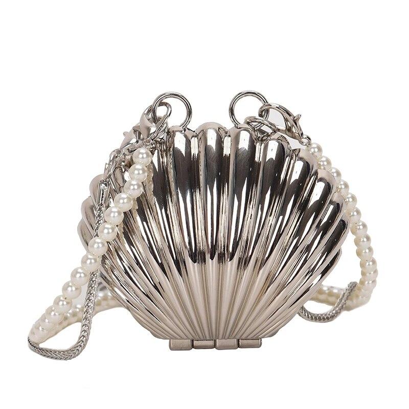 2024 New Summer Lipstick Bags For Women Fashion Pearl Mini Purse Crossbody Bag High Quality Gold Shell Bag Designer Shoulder Bag