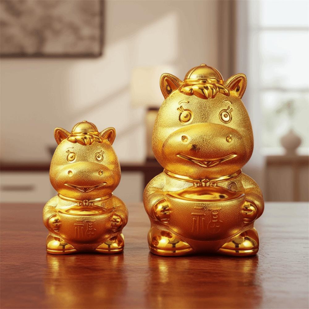 Traditional Zodiac Horse Piggy Bank Creative Gold Lucky Money Ingots Statues Cute Prosperity Feng Shui Wealth Symbol New Year