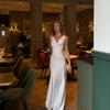 Women's Sleeveless Deep V Neck Draped Maxi Dress Solid White Elegant Casual Dress
