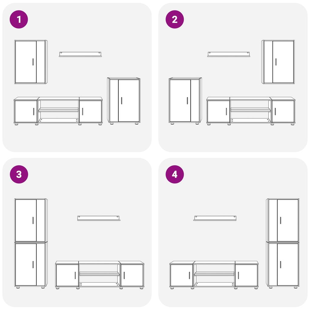 Wall Mounted TV Cabinet Set 4 pcs Artisan Oak Engineered Wood