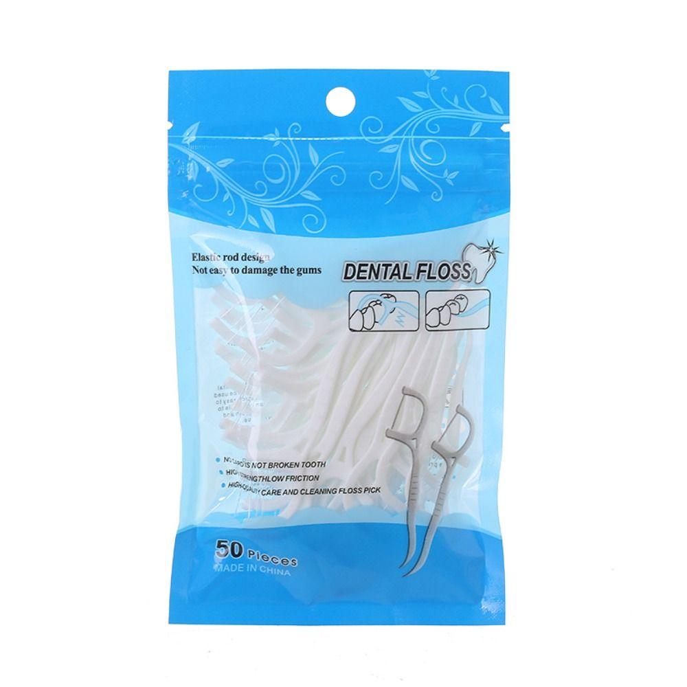 50/100 Pcs/Bag Flat Dental Floss Disposable Double Head Floss Family Pack Oral Hygiene Care Tooth Cleaning Interdental Brush