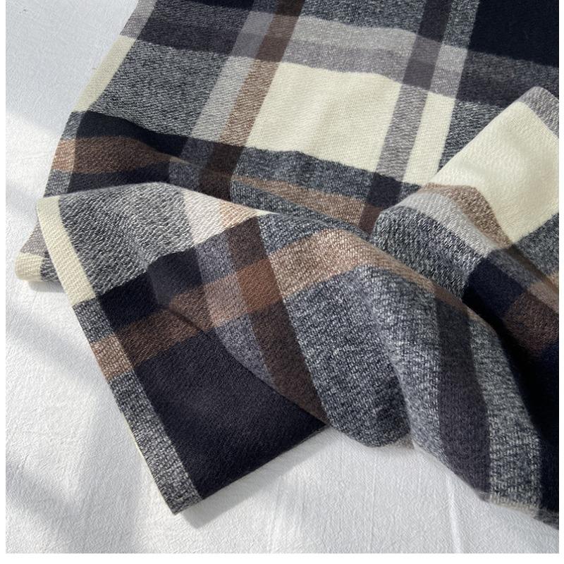 Plaid Scarf Women's Autumn and Winter New Long Student Couple Shawl Warm Thickened Fringed Scarf