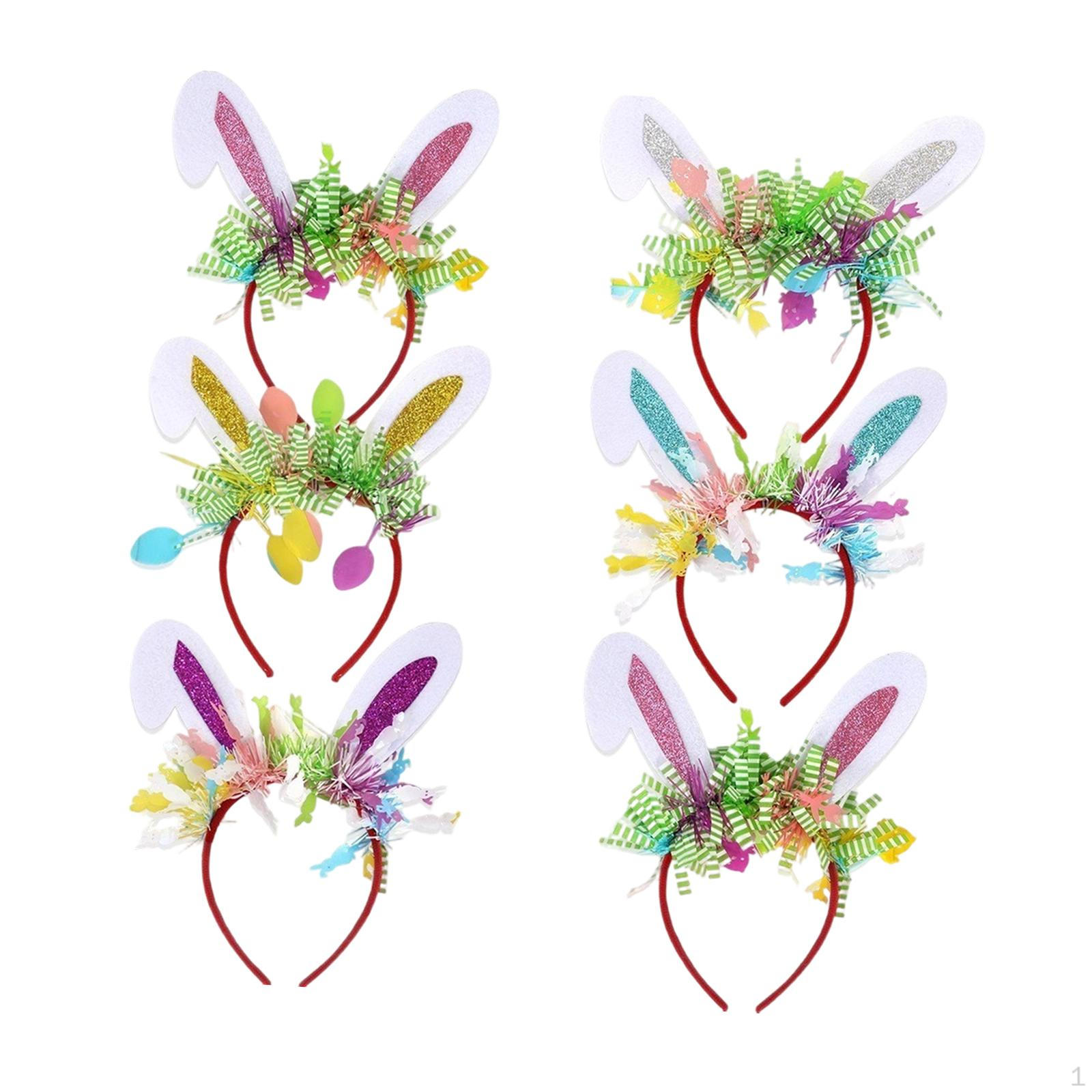 6 штук Ободки с ушками пасхального кролика, легкие, для женщин, девочек, аксессуары для костюма