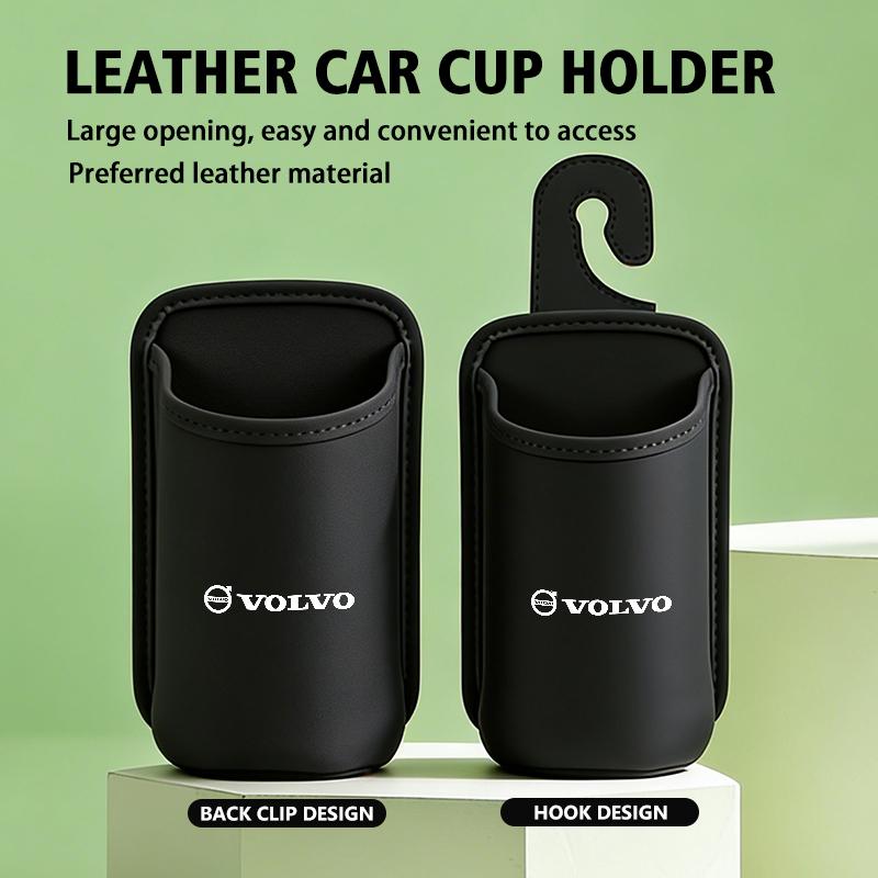 Auto Leder Becherhalter Hängende Getränke Aufbewahrungsbox Zubehör für Volvo V60 V50 V40 S80 S60 S90 C40 XC40 V70 XC70 XC60 XC90 ari963