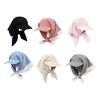 Turban Hat Adjustable Rear Strap Sweet Bow Widened Brim Blocks UV Rays Neck Protection Quick-Dry Ventilated Sun Hat